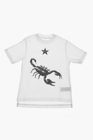 Rundhals-T-Shirt aus Baumwolle mit Kontrastprints