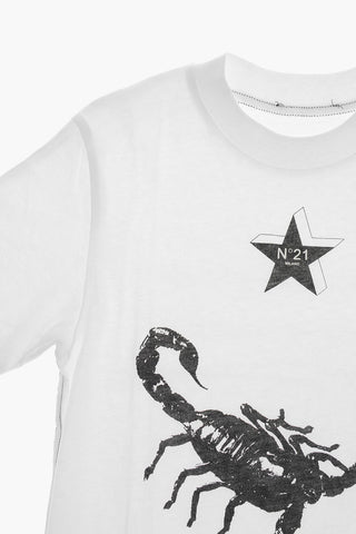 Rundhals-T-Shirt aus Baumwolle mit Kontrastprints