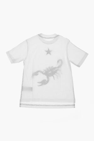 Rundhals-T-Shirt aus Baumwolle mit Kontrastprints