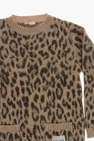 Knit Dress with Animal Print and Patch Pockets