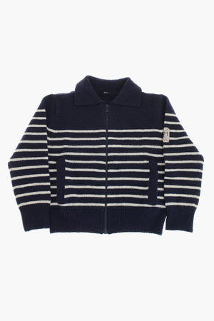 Gestreifter Pullover aus Wollmischung mit Polokragen