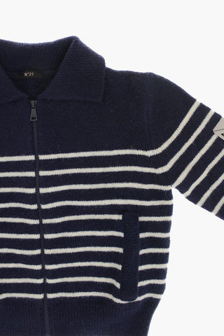 Wool-Blend Striped Polo Sweater