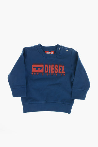 Rundhals-Sweatshirt aus gebürsteter Baumwolle mit aufgedrucktem Logo