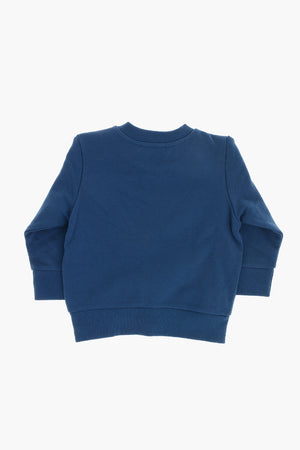 Brushed Cotton Crewneck Sweatshirt with Printed Logo
