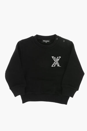 Brushed Cotton Crewneck Sweatshirt with Contrast Print