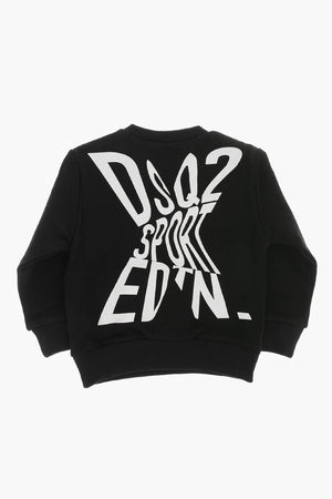 Brushed Cotton Crewneck Sweatshirt with Contrast Print