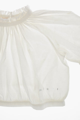 Cotton Pleated Crop Top