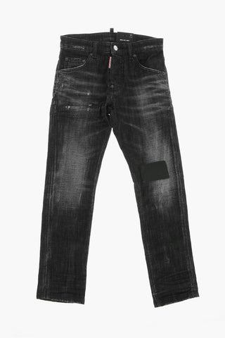 Jeans COOL GUY in Denim Stretch con Applicazione in Pelle