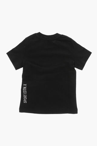 SPORT EDTN X T-Shirt Girocollo in Tinta Unita con Stampa a Contrasto