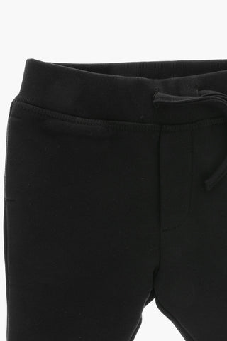 Solid Brushed Cotton Joggers With Embossed Logo