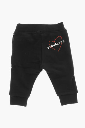 Solid Brushed Cotton Joggers With Embossed Logo
