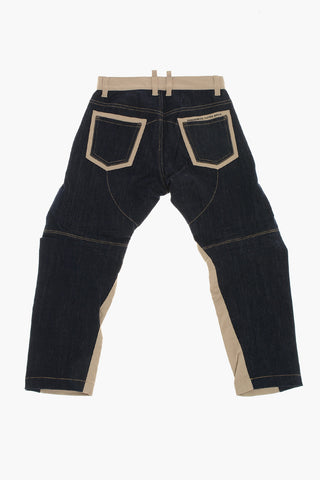 Geradegeschnittene Hose Mit Denim-Einsätzen