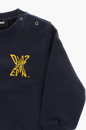 Rundhals-Sweatshirt aus gebürsteter Baumwolle mit Maxi-Print auf dem Rücken