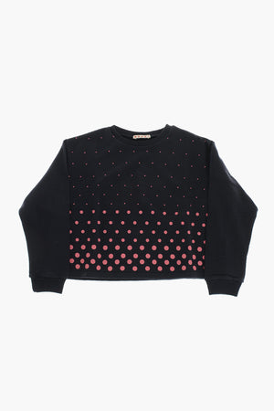 Cotton Polka-Dot Crewneck Sweatshirt