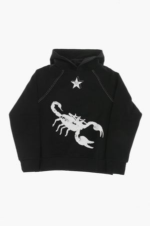 Baumwoll-Hoodie mit kontrastierendem Logo-Print