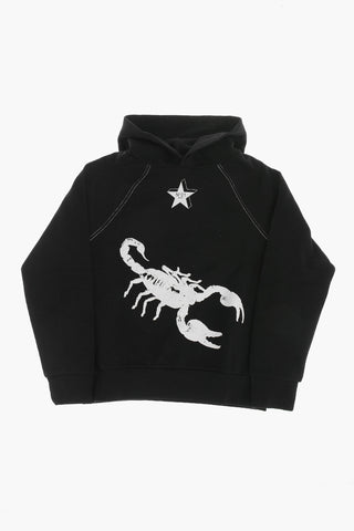 Baumwoll-Hoodie mit kontrastierendem Logo-Print