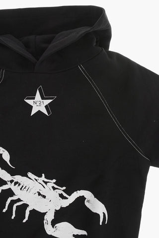 Baumwoll-Hoodie mit kontrastierendem Logo-Print