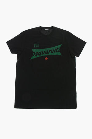 Uni T-Shirt aus Baumwoll-Jersey mit Rundhalsausschnitt und aufgedrucktem Logo