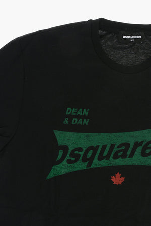 T-Shirt Girocollo in Jersey di Cotone a Tinta Unita con Logo Stampato
