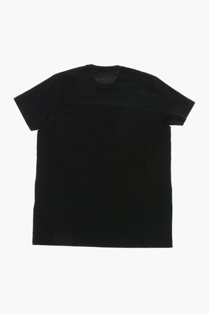Uni T-Shirt aus Baumwoll-Jersey mit Rundhalsausschnitt und aufgedrucktem Logo