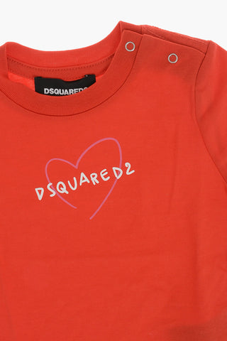 T-Shirt Girocollo in Tinta Unita con Logo in Rilievo