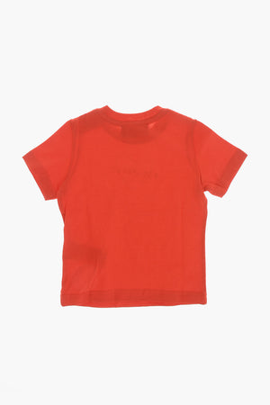 T-Shirt Girocollo in Tinta Unita con Logo in Rilievo