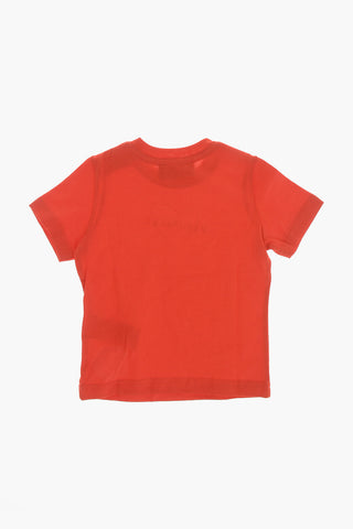 T-Shirt Girocollo in Tinta Unita con Logo in Rilievo