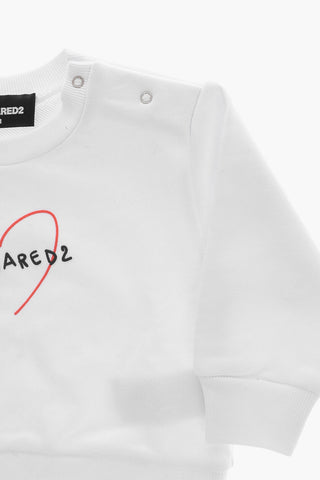 Einfarbiges Sweatshirt Aus Gebürsteter Baumwolle Mit Geprägtem Logo