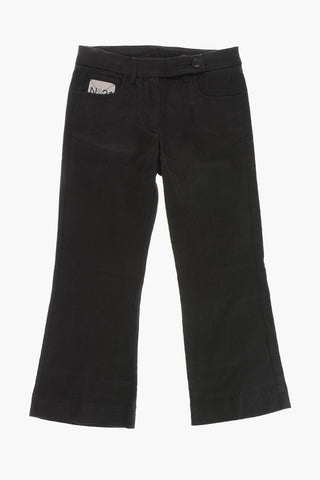 Fünf-Taschen-Hose aus Baumwolle und Wolle mit Logo-Stickerei