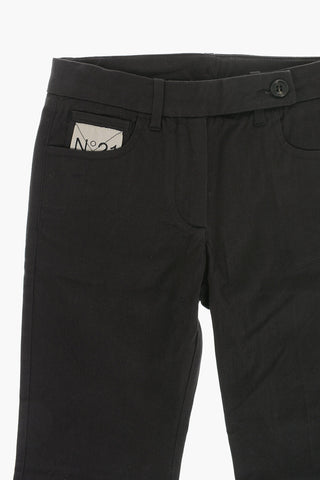 Fünf-Taschen-Hose aus Baumwolle und Wolle mit Logo-Stickerei