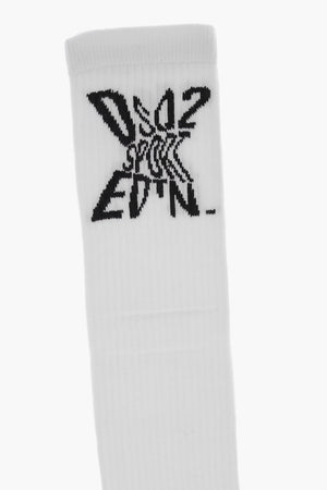 Lange Socken aus Baumwollmischung mit kontrastierendem Logo