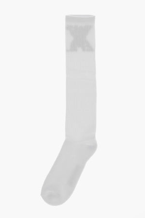 Long Cotton-Blend Socks with Contrast Logo