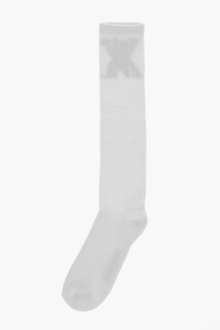 Long Cotton-Blend Socks with Contrast Logo