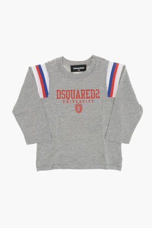 T-Shirt Girocollo a Maniche Lunghe con Dettagli a Contrasto
