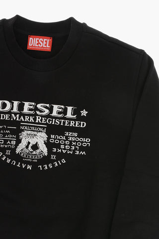Rundhalspullover Aus Angerauter Baumwolle Mit Kontrastdruck