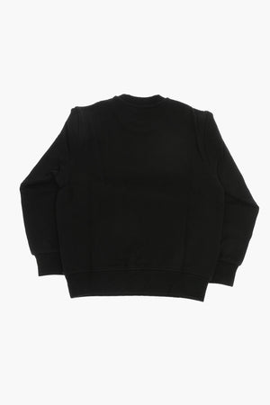 Brushed Cotton Crewneck Sweatshirt With Contrast Print