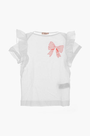 Rundhals-T-Shirt aus Baumwolle mit Schleifenprint
