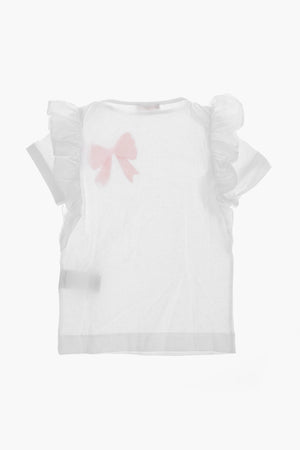 Rundhals-T-Shirt aus Baumwolle mit Schleifenprint