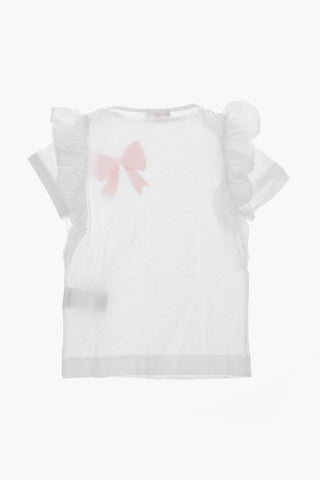 Rundhals-T-Shirt aus Baumwolle mit Schleifenprint
