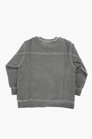 Baumwoll-Rundhalssweatshirt im Delavé-Effekt