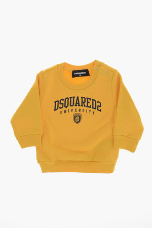 Crewneck Brushed Cotton Sweatshirt With Contrasting Print
