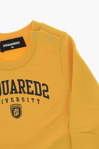 Crewneck Brushed Cotton Sweatshirt With Contrasting Print