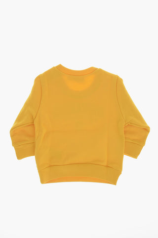 Crewneck Brushed Cotton Sweatshirt With Contrasting Print