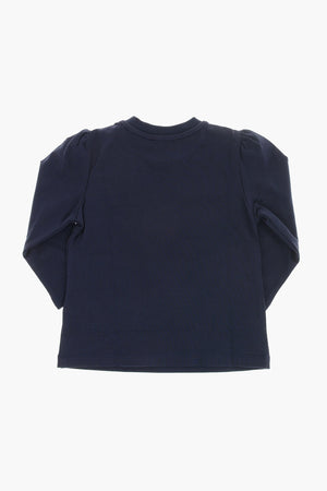 Long-Sleeve Crewneck T-Shirt with Silver Logo