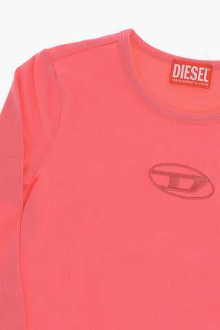 Long-Sleeve Crewneck T-Shirt with Embroidered Oval-D Logo