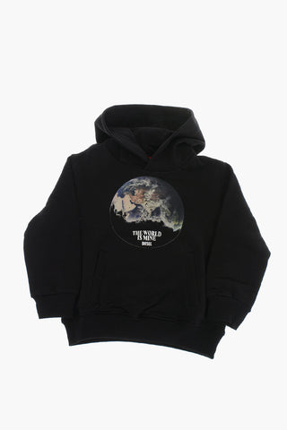 Angerauter Baumwoll-Hoodie THE WORLD