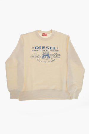 Brushed Cotton Crewneck Sweatshirt With Front Print