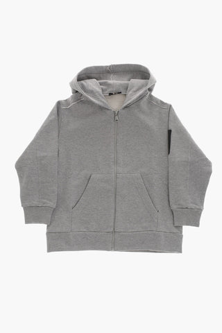 Baumwoll-Sweatshirt mit Ledertasche am Ärmel