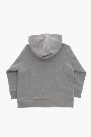 Baumwoll-Sweatshirt mit Ledertasche am Ärmel