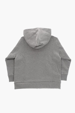 Baumwoll-Sweatshirt mit Ledertasche am Ärmel